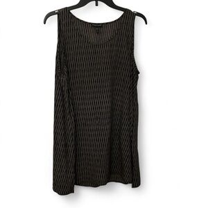 Eileen Fisher Black/Brown Long Tank Blouse Silk Womens L Lagenlook Quiet Luxury